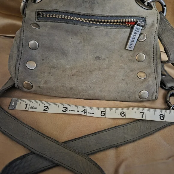 Hammitt Charcoal Leather Unisex Messenger Bag - Picture 9 of 13